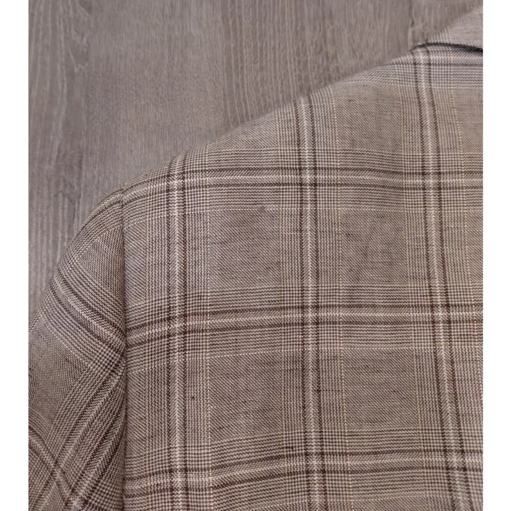 Baumans Ermenegildo Zegna Blazer Sport Coat 3-Button Linen Wool Checked‎ Blazer